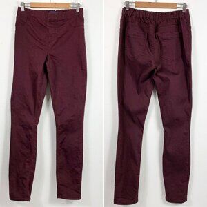 Its Denim Size Medium Skinny Jeans Maroon Burgundy Pants Elastic Waist Pockets